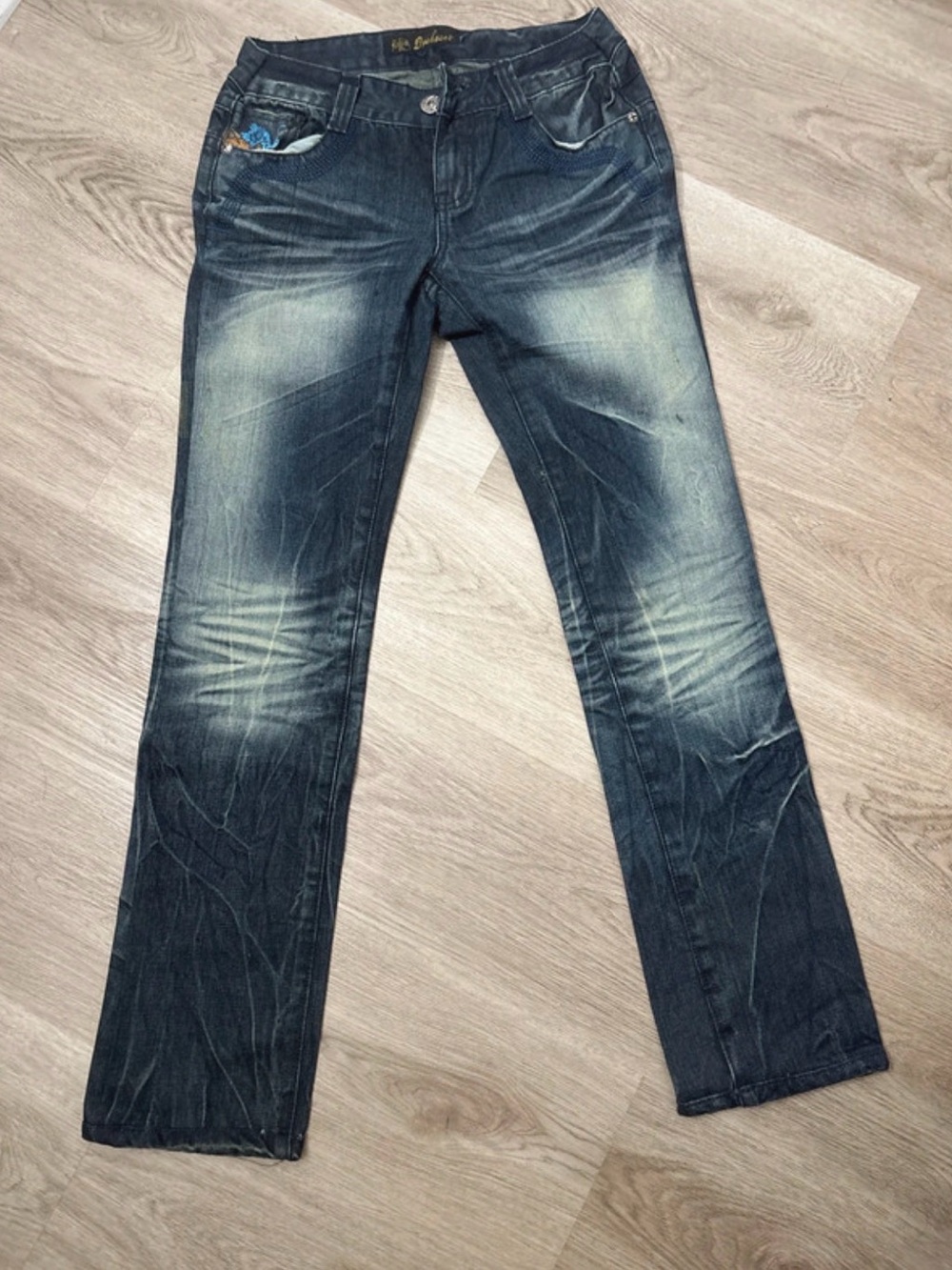 Women Dark Blue Washed Straight-Leg Jeans